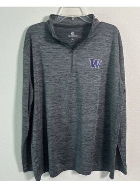 University Of Washington Huskies Gray 1/4 Zip Long Sleeve Pullover Colosseum XL